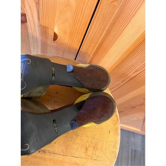 ANNE MICHELLE BLACK GREEN YELLOWPLATFORM 5 INCH PUMP PEEP TOE HEEL SHOES 8.5 - Picture 7 of 8